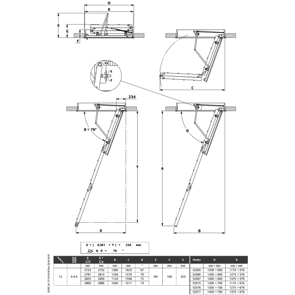 Schody strychowe Dolle SW56-3 / 120x70cm