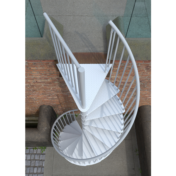 Schody spiralne, zewnętrzne RONDO ZINK Białe / fi 180 cm