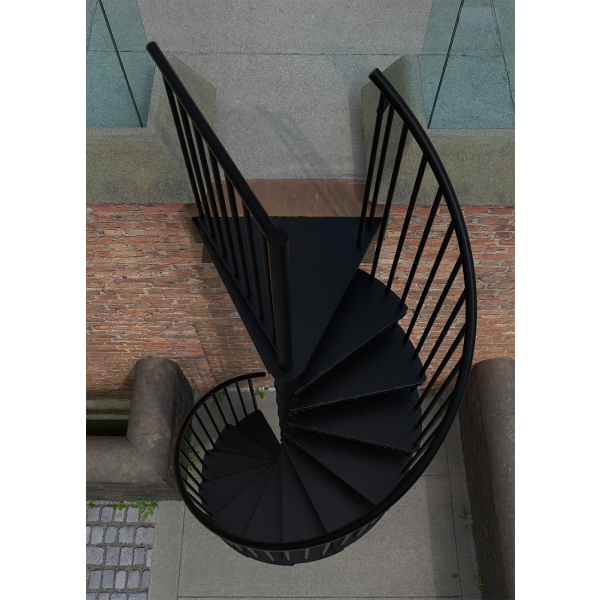 Schody spiralne, zewnętrzne RONDO ZINK Czarne / fi 180 cm