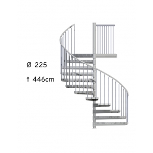 Stalowe schody spiralne, zewnętrzne SCARVO M / fi 225 cm