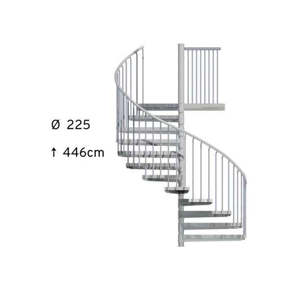 Stalowe schody spiralne, zewnętrzne SCARVO S / fi 225 cm